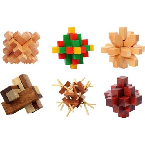 Fifteen Link Kong Ming Lock Block Lu Ban Lock Block 3D Wooden Interlocking Puzzles Game Brain Game Education Toy For Adults Kid