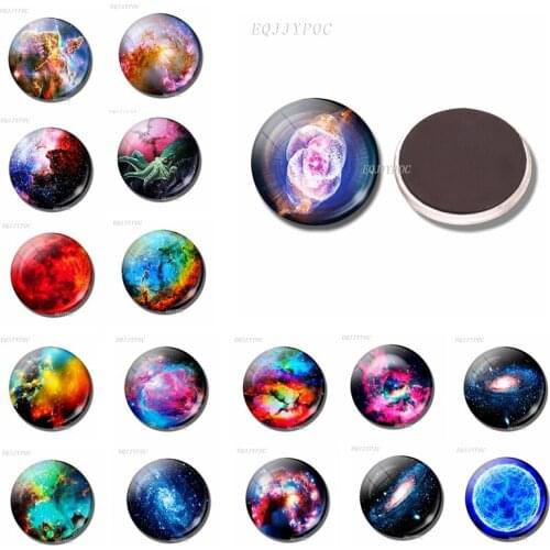 30MM Glass Dome Nebula Fridge Magnet Colorful Starry Sky Series Message Board Sticker Featured Fridge Magnet Home Decoration