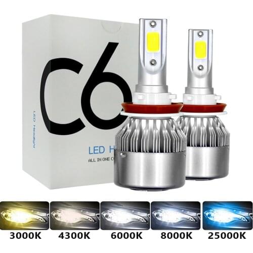 C6 H1 H3 Led Headlight Bulbs H7 LED Car Lights H4 880 H11 HB3 9005 HB4 9006 H13 6000K 72W 12V 8000LM Auto Headlamps