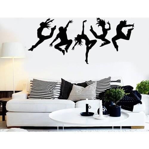Dance Studio Silhouette Dancing People vinyl wall sticker home decor school decal diy art mural wallpaper