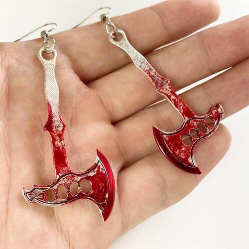 Bloodstained Horror Halloween Dangle Earrings For Women Men Hip Hop Punk Scissors Ax Sharp Knife Party Earrings Trendy Jewelry