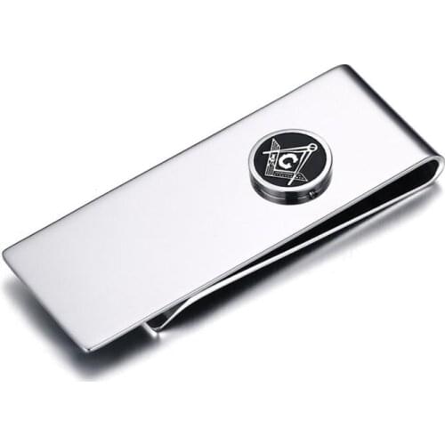 High Quality Money Clip Stanless Steel Masonic Mason Freemason Logo Money Clip Credit Card Holder Pin Gift Fashion Jewelry 10pcs