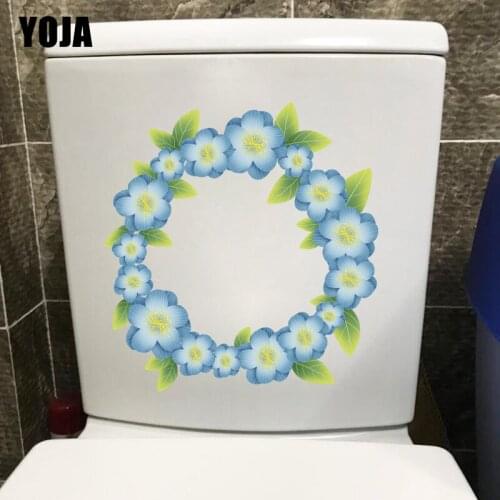 YOJA 20.7*22.2CM Light Blue Garland Simple Home Room Wall Sticker Creative Toilet WC Decor T1-1189
