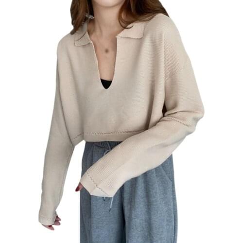 Womens Solid Color V-neck Tshirt Solid Color Korean Style Autumn Long Sleeve Bottoming Tee Shirt Tops