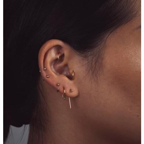 S925 pure silver stud earrings for women geometry female simple lines gold studs earring fine jewelry Simple brincos