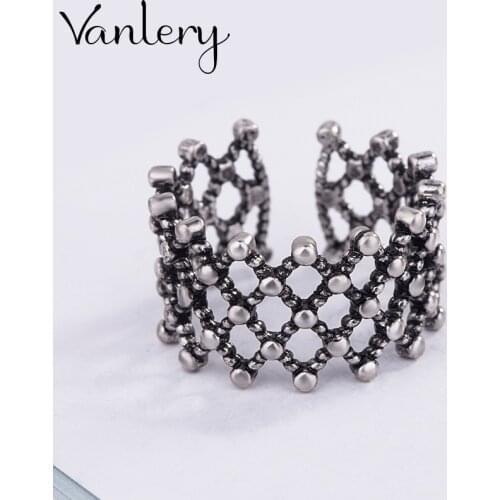 Wholesale Antique Silver Color Hollow Rings For Women Statement Jewelry Finger Ring anillos mujer bijoux