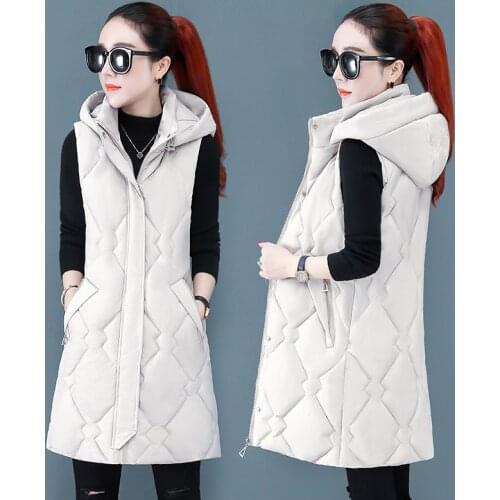 Autumn Winter Cotton Vest Women Ladies Casual Waistcoat Female Sleeveless Long Vest Jacket Slim Fit Warm Puffer Coat
