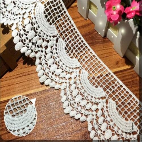 1 Yard White Embroidered Lace Edge Trim Ribbon Applique Sewing Craft For Crochet Wedding Bridal Dress Clothes