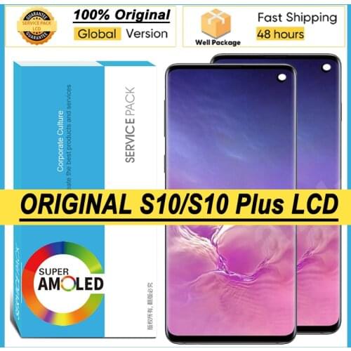 100% Original Amoled Display with frame Samsung Galaxy S10 Full LCD S10 Plus SM-G9750 G975F Touch Screen Digitizer Repair parts