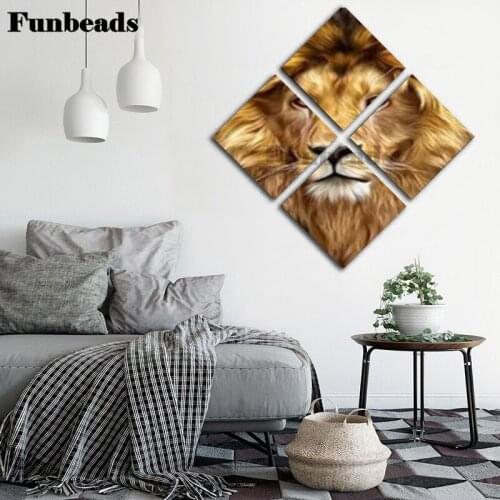 4 pieces African Wild Lions Diamond Painting Black And Gold Animals Cross Stitch Diy 5D Embroidery Mosaic Home Decor FF4328
