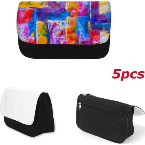 5pcs Sublimation Blank Canvas Cosmetic Bag/Purse Organizer Travel/ Multipurpose DIY Creative Custom Makeup Bag, Pen bag