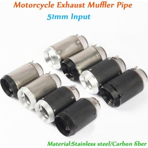 51mm Input Stainless Steel Exhaust Muffler Pipe DB Killer Refit Motorcycle Tail Vent Pipe Silencer Baffler System Universal