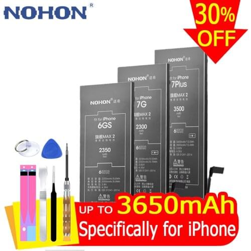 NOHON Battery For iPhone 6S 6 7 8 Plus 5S 5 5C SE X Xr Xs MAX 6GS iPhone6S iPhone7 Replacement Lithium Polymer Bateria Free Tool