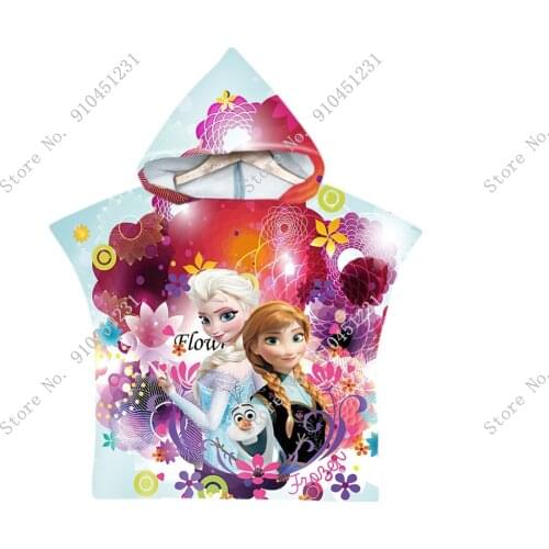 Disney Frozen Elsa and Anna Olaf Bath Towel Children Cartoon Baby Hooded Beach Towel Bathrobe Infant Kids Bathing Wrap Toddler