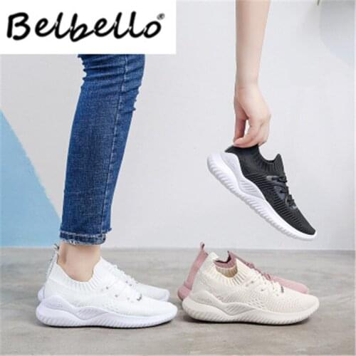 Belbello 2020 spring new all-around sports shoes women ins breathable fly woven women shoes version student leisure running X5