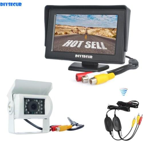 DIYSECUR Wireless 4.3" Car Rear View Monitor IR CCD Backup Camera Parking Assistance System for Trucks Caravans Bus Motorhome