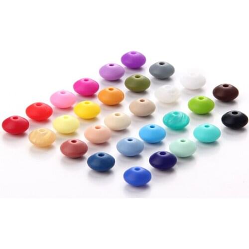 200pcs 12*7mm BPA Free Silicone Lentil Teething Beads DIY Baby Bracelets Pacifier Abacus Chewing Jewelry Teethers Necklace Beads