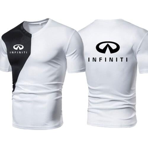 NEW Summer Men short sleeve T-shirt Infiniti car logo Print Cotton Stitching color Men T-shirt Fashion casual mens clothing