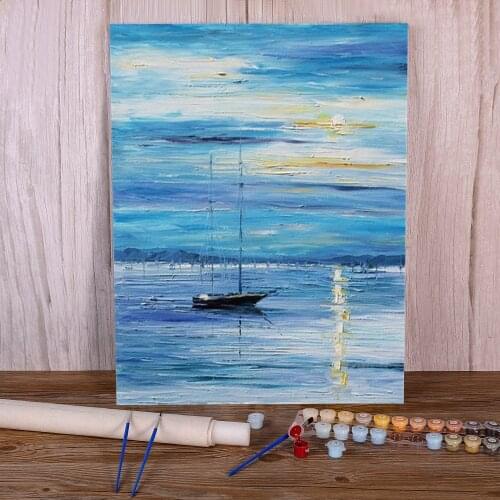 Sea Mystery DIY Painting By Numbers Set Acrylic Paints 40*50 Canvas Painting New Design Crafts For Adults Handicraft
