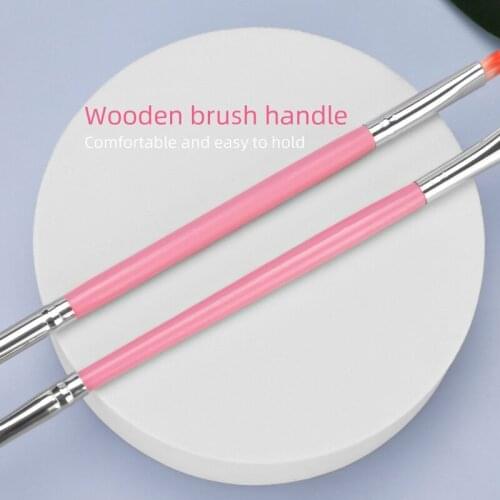 Angled Shading Eyeshadow Makeup Brush 2 Pcs Eye Brow Bone Highlighter Small Soft Natural Slanted Angle Bristle Duo Ends