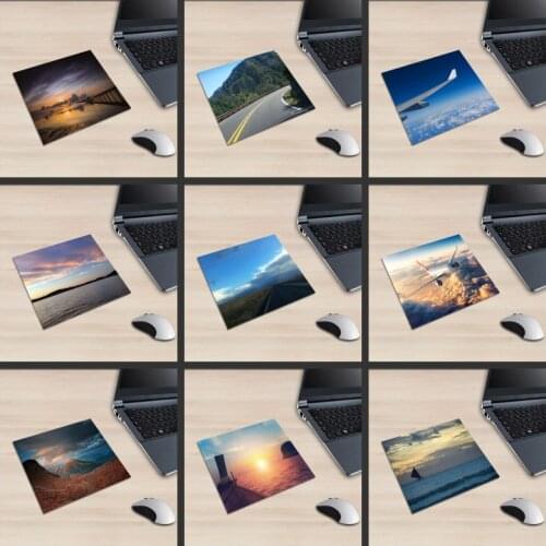 XGZ Laptop Natural Scenery Square Mouse Pad Plane on The Cloud Landscape Mountain Water Surf PC Mat Rubber Non-slip Universal