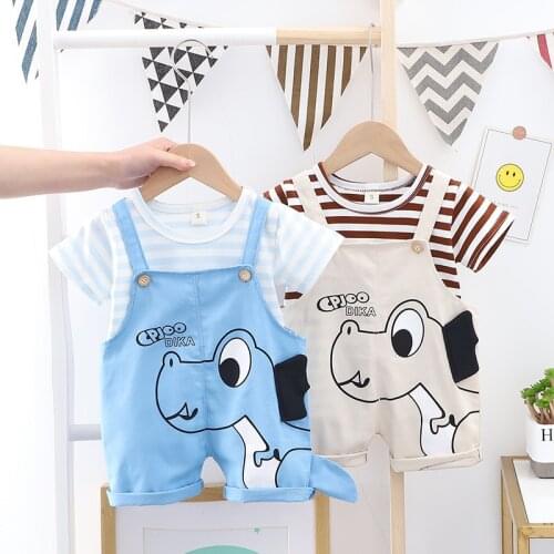 Baby Clothes Set Summer Newborn Short-Sleeved And Overalls 2-Piece Set Unisex Children 1-3 Years Old