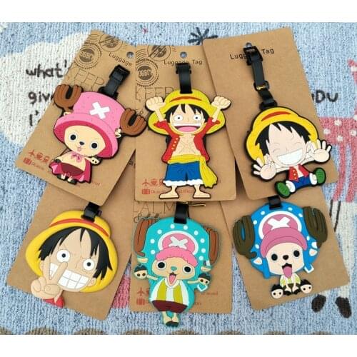 Hot Cartoon Luggage Tags Baggage Name Tags One Piece Luffy Travel Suitcase PVC Label Holder Creative Gift Travel Accessories