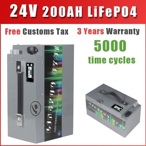 24V 200AH LiFePO4 Lithium Iron Phosphate Battery With BMS For Golf Cart EV RV Solar Energy Storage