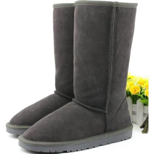2020 Mid-Calf Lovely Sweet Colour Boot Genuine Leather Snow Boots Quality Plush Boots Womens Shoes Flat Warm Shoes