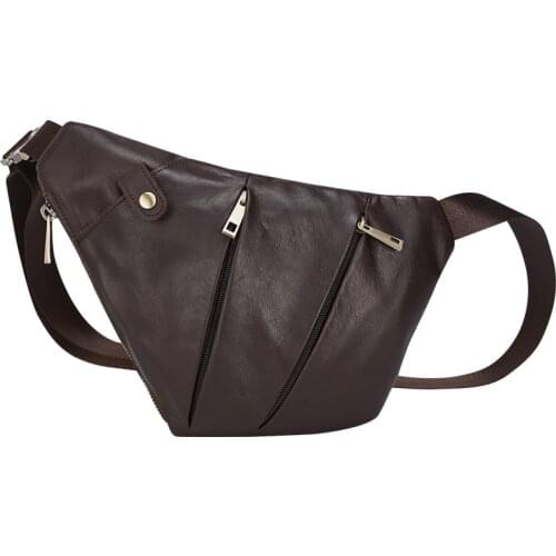 Newest designer chest packs waterproof mens chest bag leisure cycling cross-body bag top layer leather gun bag of men