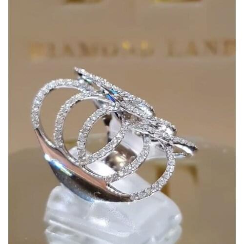 New Luxury White Zircon Cross Hollow Engagement Rings For Women Trendy Silver Plated Female Bride Jewelry Wedding Party Gifts