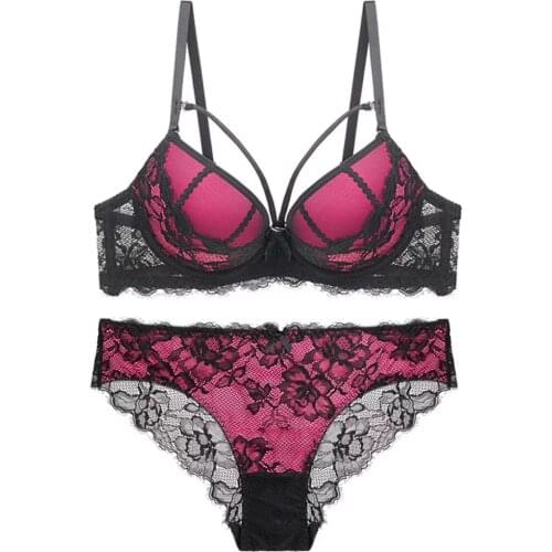 New sexy lace bra gathered briefs women underwear push up lingerie set