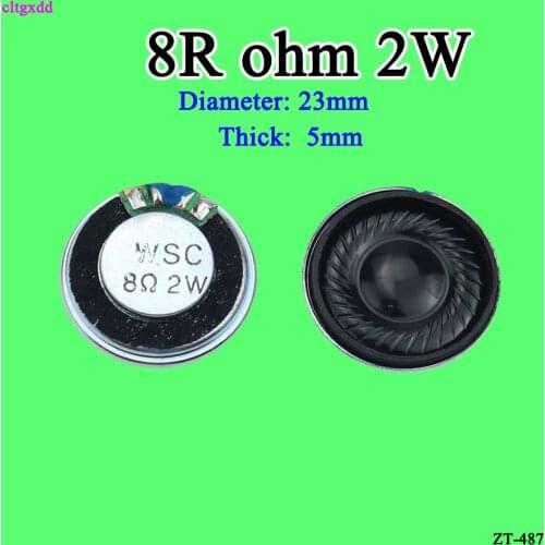 Cltgxdd 5pcs/lot New Ultra-thin Mini speaker 8 ohms 2 watt 2W 8R speaker Diameter 23MM 2.3CM thickness 5MM