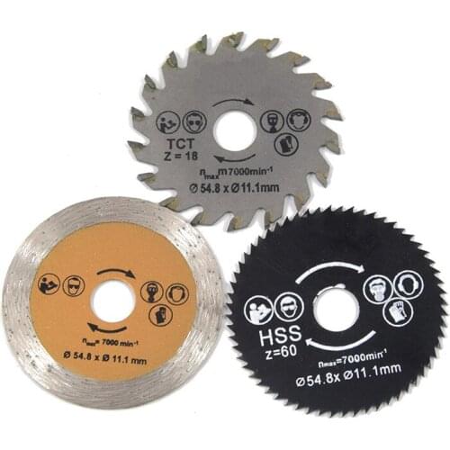 New high-quality high-speed steel saw blade three-piece set, outer diameter 54.8mm, inner diameter 11.1mm