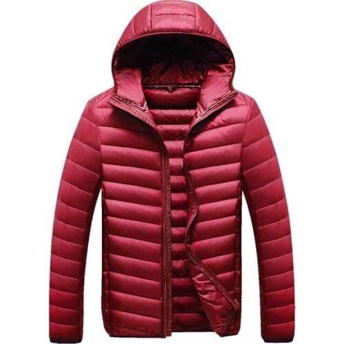 2021 autumn and winter light down jacket mens white duck down short hooded sports casual light warm jacket soft and comfortable