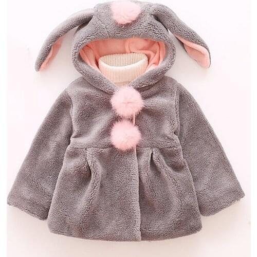 Baby Girls Coat Winter Spring Baby Girls Princess Coat Jacket Rabbit Ear Hoodie Casual Outerwear for girl Infants clothing