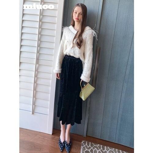 Simple and generous womens dress with gold elastic high waisted ruffle fishtail skirt 2021 Spring new High Quality Top Quality