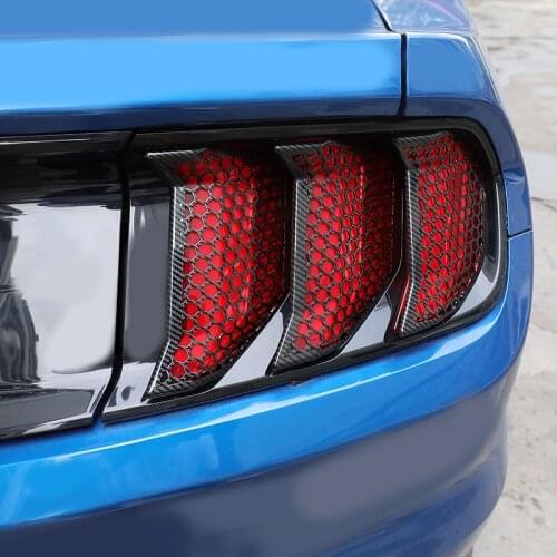 QHCP Car Taillight Covers Hood Rear Tail Lamp Sticker 3D Honeycomb Tail Light Cover ABS 6Pcs Fit For Ford Mustang 2018 2019 2020