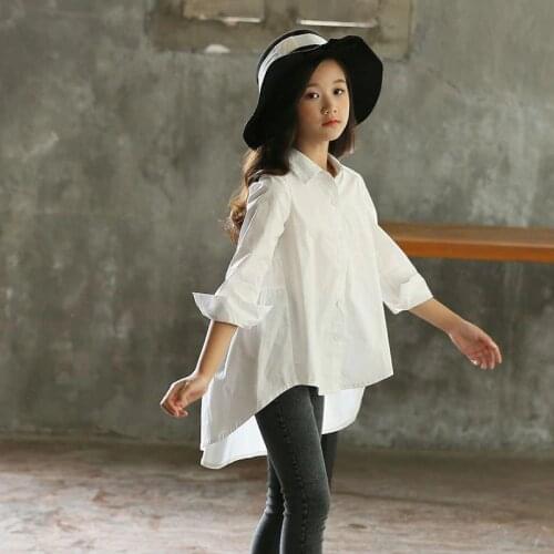 2021 Spring Back To School Clothing Blouses Teen Girl Shirt Long Sleeve White Yellow Autumn Kids Childrens Shirts Girls Blouse