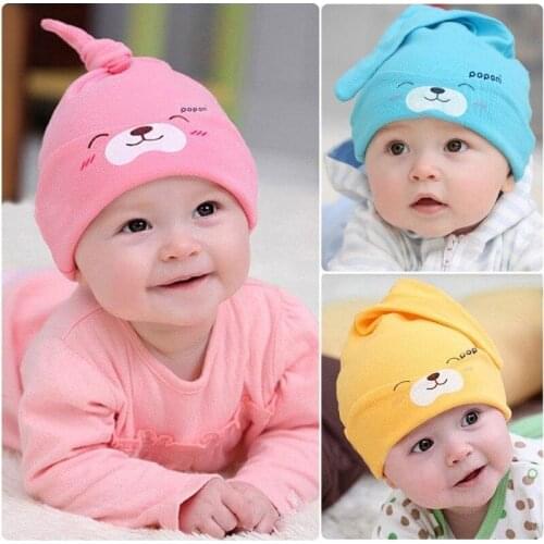 Smile Baby Sleeping Hats for Newborn Infant Girls Beanie Toddler Kids Caps for Boys Cotton Baby Chapeau Clothing Accessories