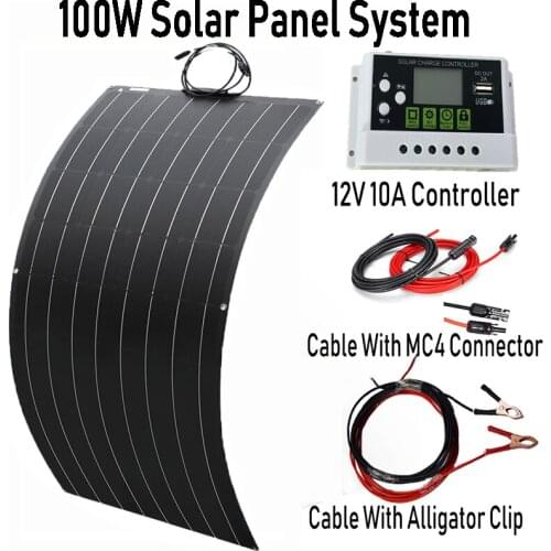 Solar Panels 100W 200W 1000W Solar System for Home Monocrystalline Solar Cell 12V 18V Battery Charge