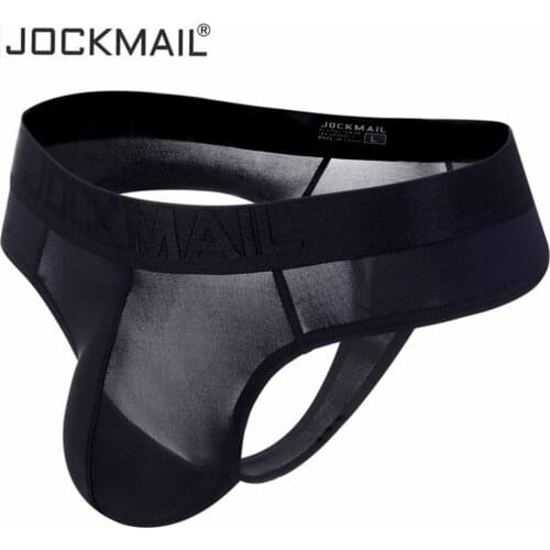 JOCKMAIL Ultra-thin Ice Nylon Mens Thongs and G Strings Sexy Gay Men Underwear Penis Pouch Panties Mens Bikini Briefs slip