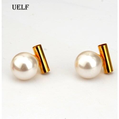 Uelf 2019 Earrings Korean F Geometric Earring Simulated Pearl pendientes mujer For Women Stud Ear Jewelry brincos
