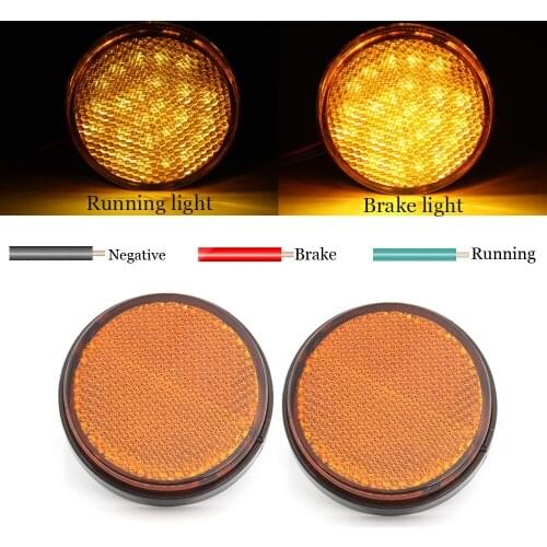 Universal 2Pcs LED Round Tail Lights Rear Bumper Reflector Brake Stop Lamp For Motorcycle Car RV SUV Pickup Truck Trailer