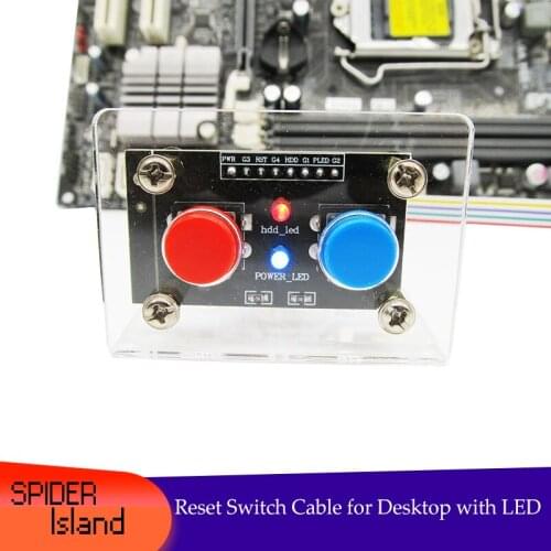 50cm Computer Desktop DIY External Switch Power Switch Restart / Reset wtih LED Lamp Acrylic Holder Screw Reset sets bare