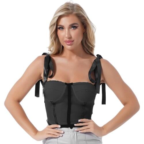 Womens Fashion Patchwork Style Crop Bra Top Off-shoulder Mesh Charming Tanks Camis One Piece Clothing Self-tie Brassiere Tops