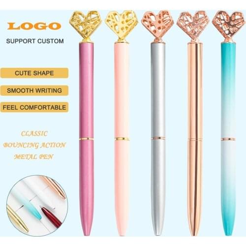 1.0 Nib Kawaii Ball Pens Metal Multi-color Ballpen Love heart Ballpoint Pens Student Pens For School Stationery Office Supplies