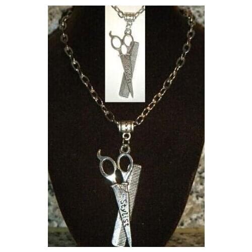 1Pcs Fashion Jewelry Scissors Comb Charms Pendant & Necklace DIY Friend Gift Fast shipping D448