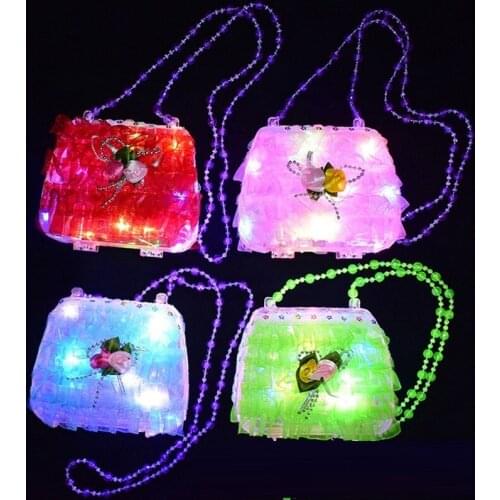 1pcs Girls Cute Lace DIY LED Blinking Shoulder Bag Light Luminous Toy DIY Flash Handbag Birthday Gifts Glow Party Holliday