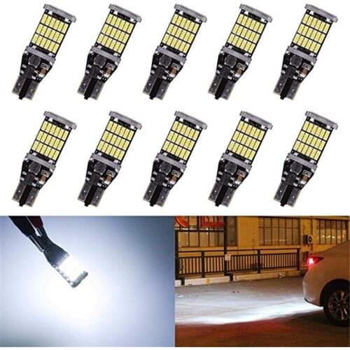 10pcs/lot T15 4014 45leds Turn Signal Lights Brake Lights Reversing Lights Super Bright W16W Car Auto Canbus Reverse Light